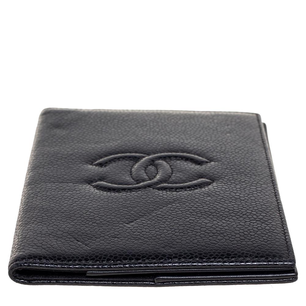 Chanel Black Caviar Leather CC Timeless Passport Holder Cover 1