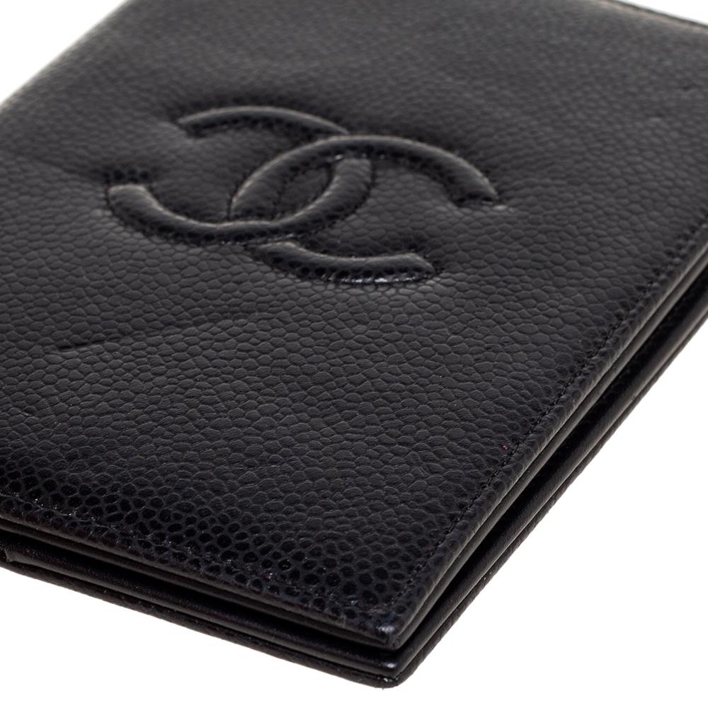Chanel Black Caviar Leather CC Timeless Passport Holder Cover 2