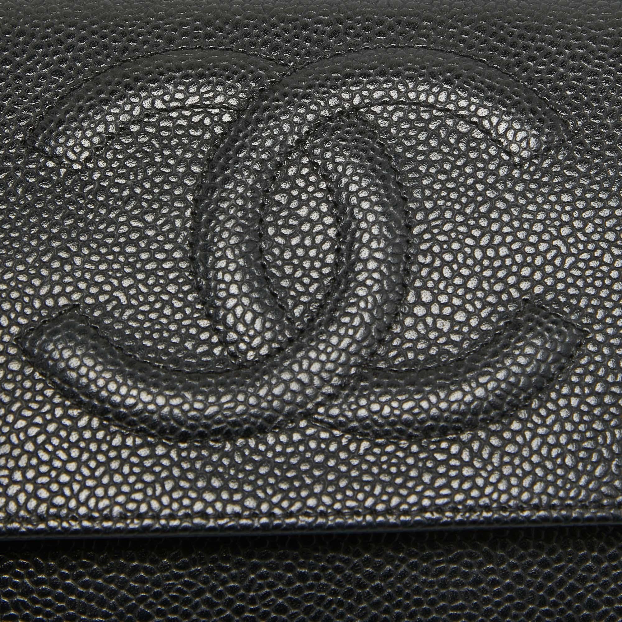 Chanel Black Caviar Leather CC Timeless Wallet On Chain 6