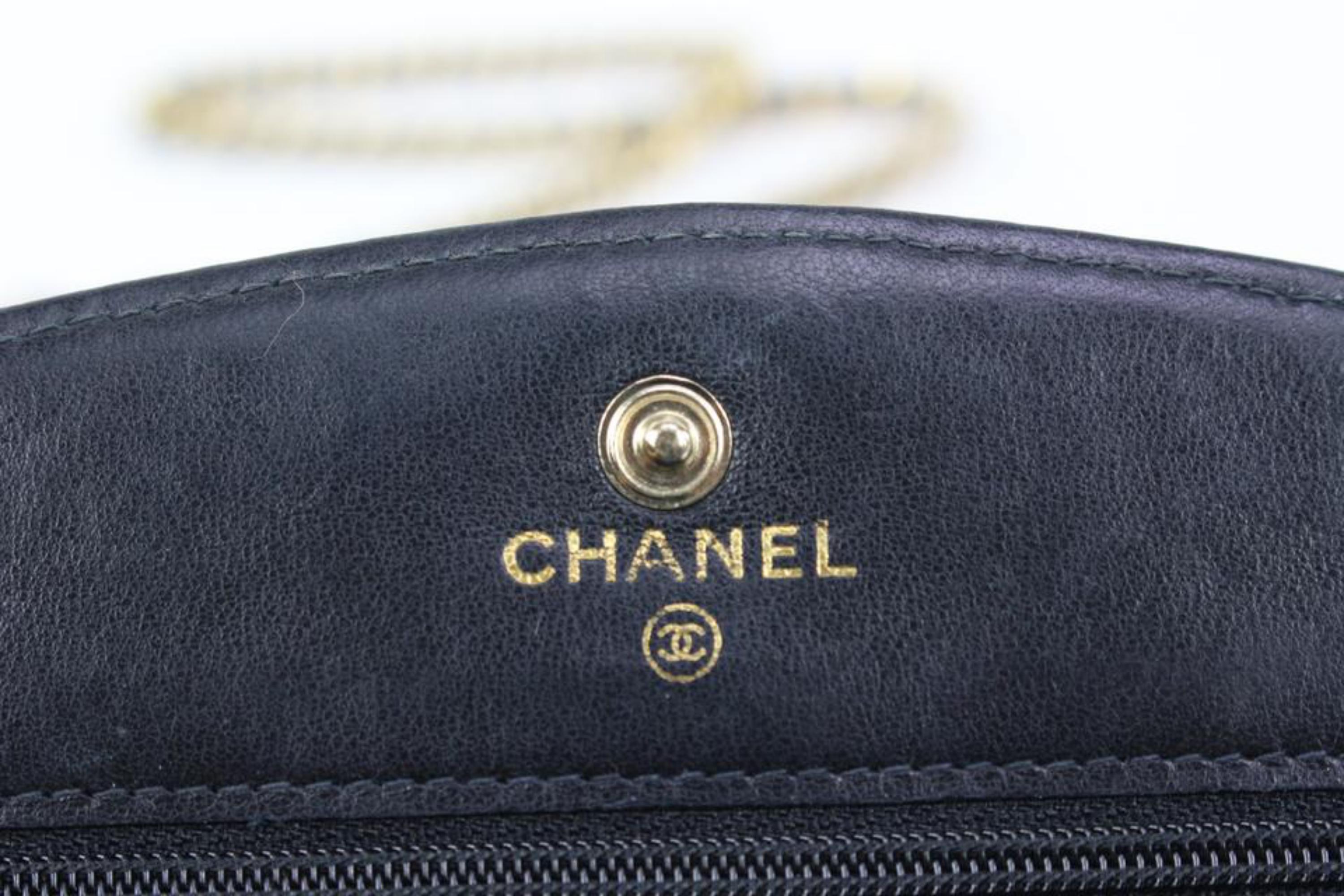 Women's Chanel Black Caviar Leather CC Timeless Wallet on Chain WOC Gold Bag 93ck412s