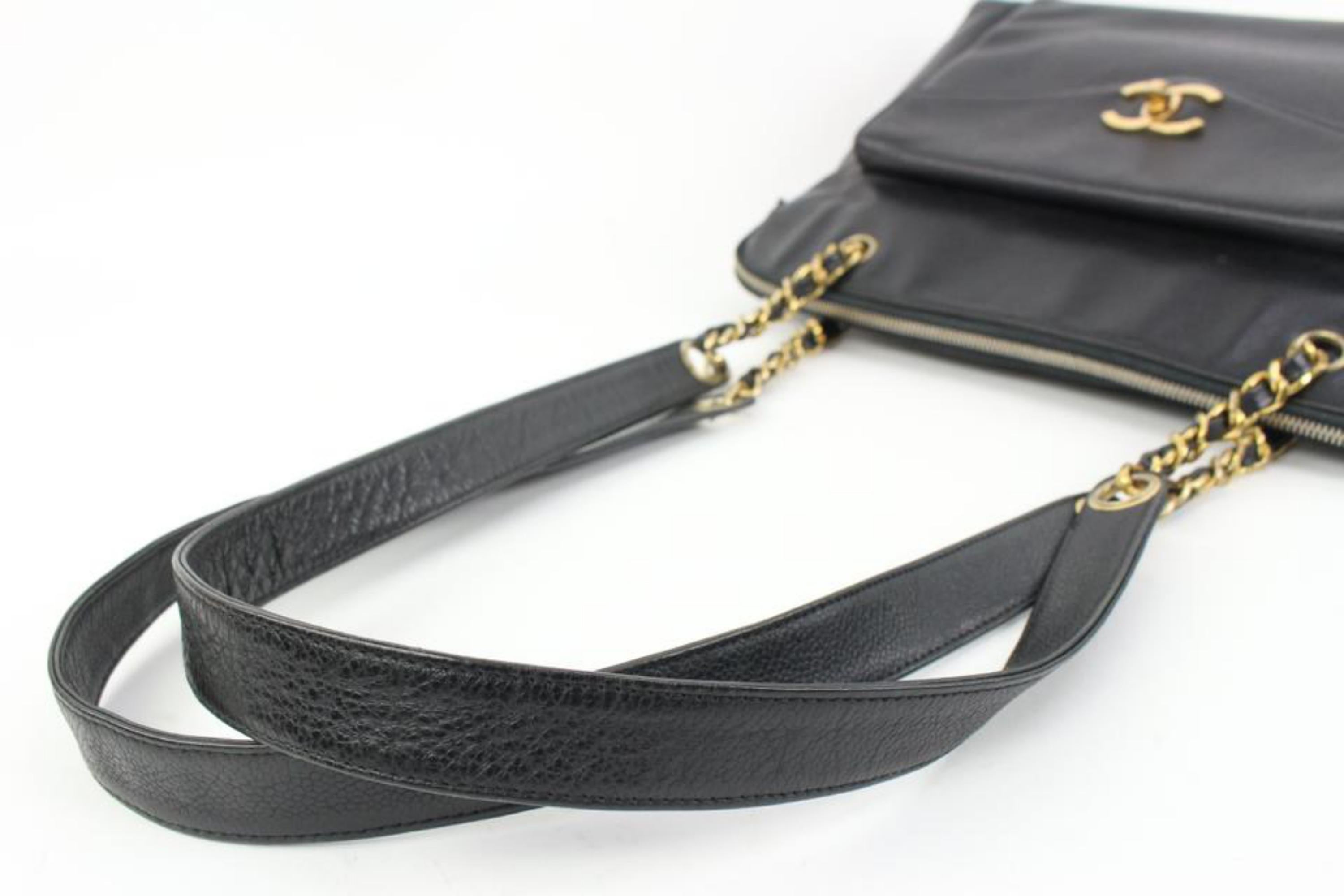 Chanel Black Caviar Leather CC Turnlock Zip Tote Shoulder Bag 54ck315s 7