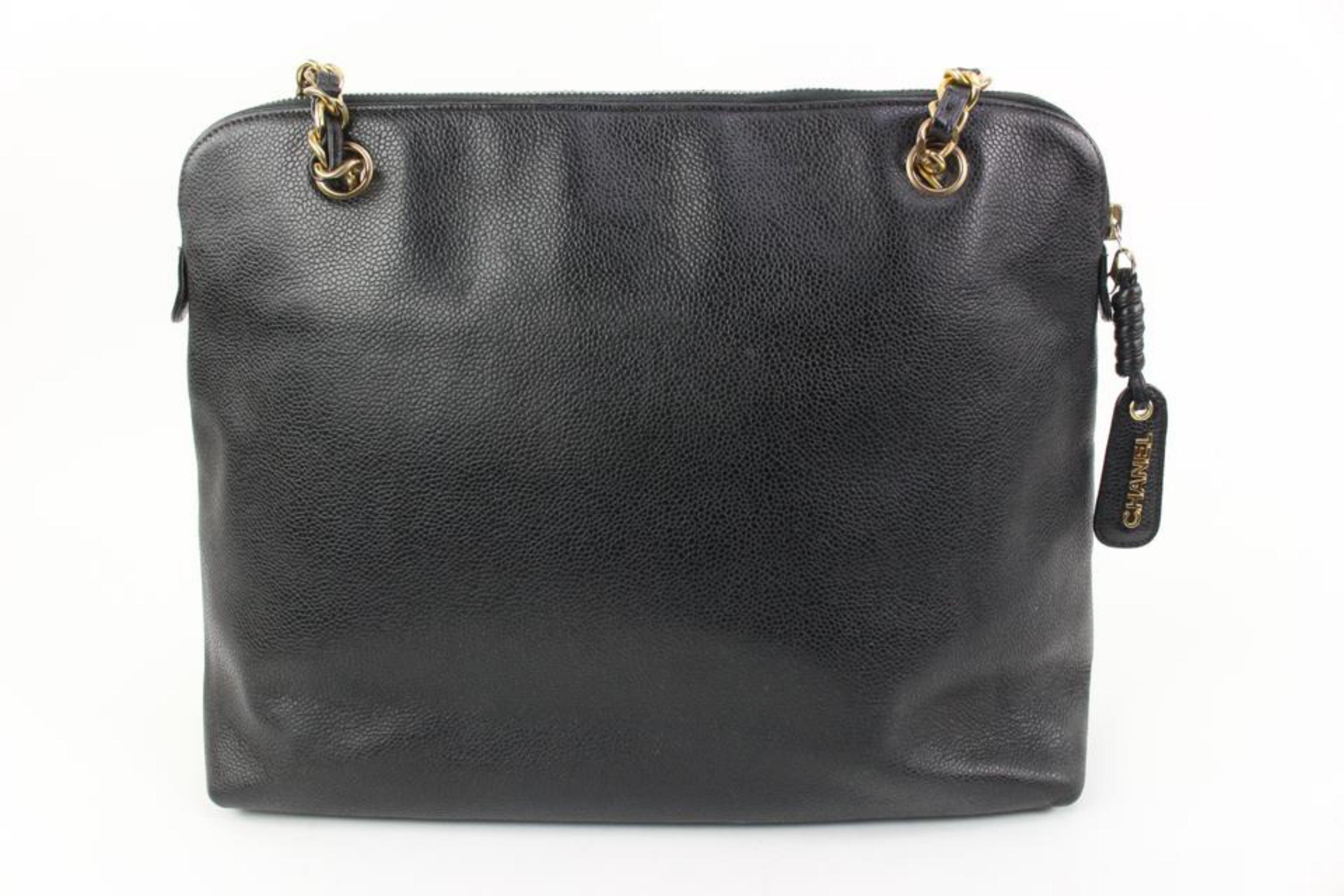 Chanel Black Caviar Leather CC Turnlock Zip Tote Shoulder Bag 54ck315s 5