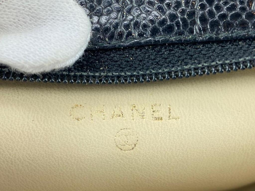 Women's Chanel Black Caviar Leather CC Zip Pouch Cosmetic Case  861909