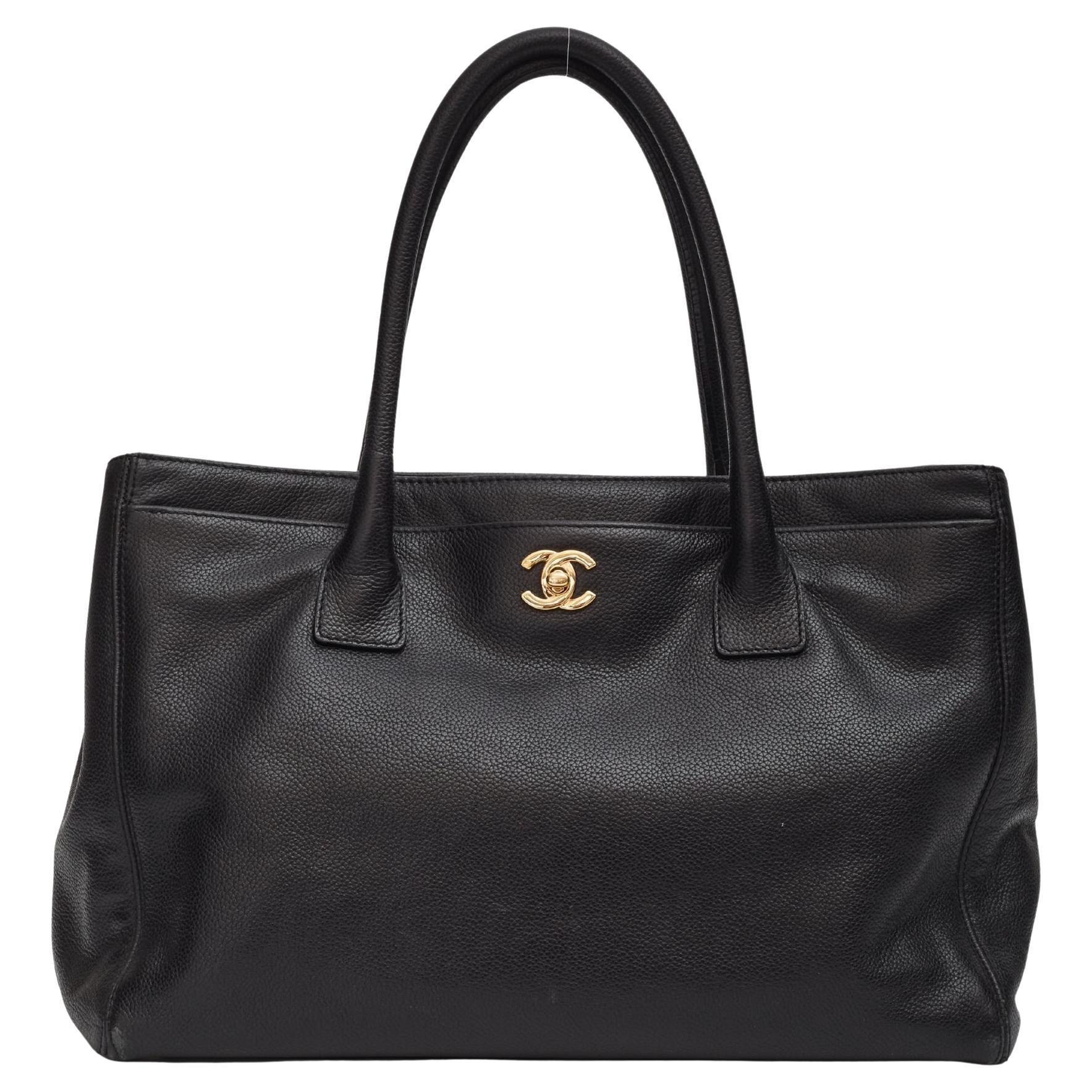 Chanel Black Caviar Leather Cerf Executive Tote Bag 2002