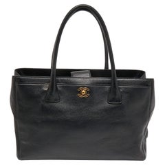 Chanel Black Caviar Leather Cerf Shopper Tote