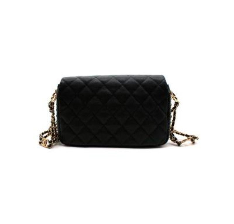 Chanel Black Caviar Leather Chain Around Flap Bag In Excellent Condition For Sale In London, GB