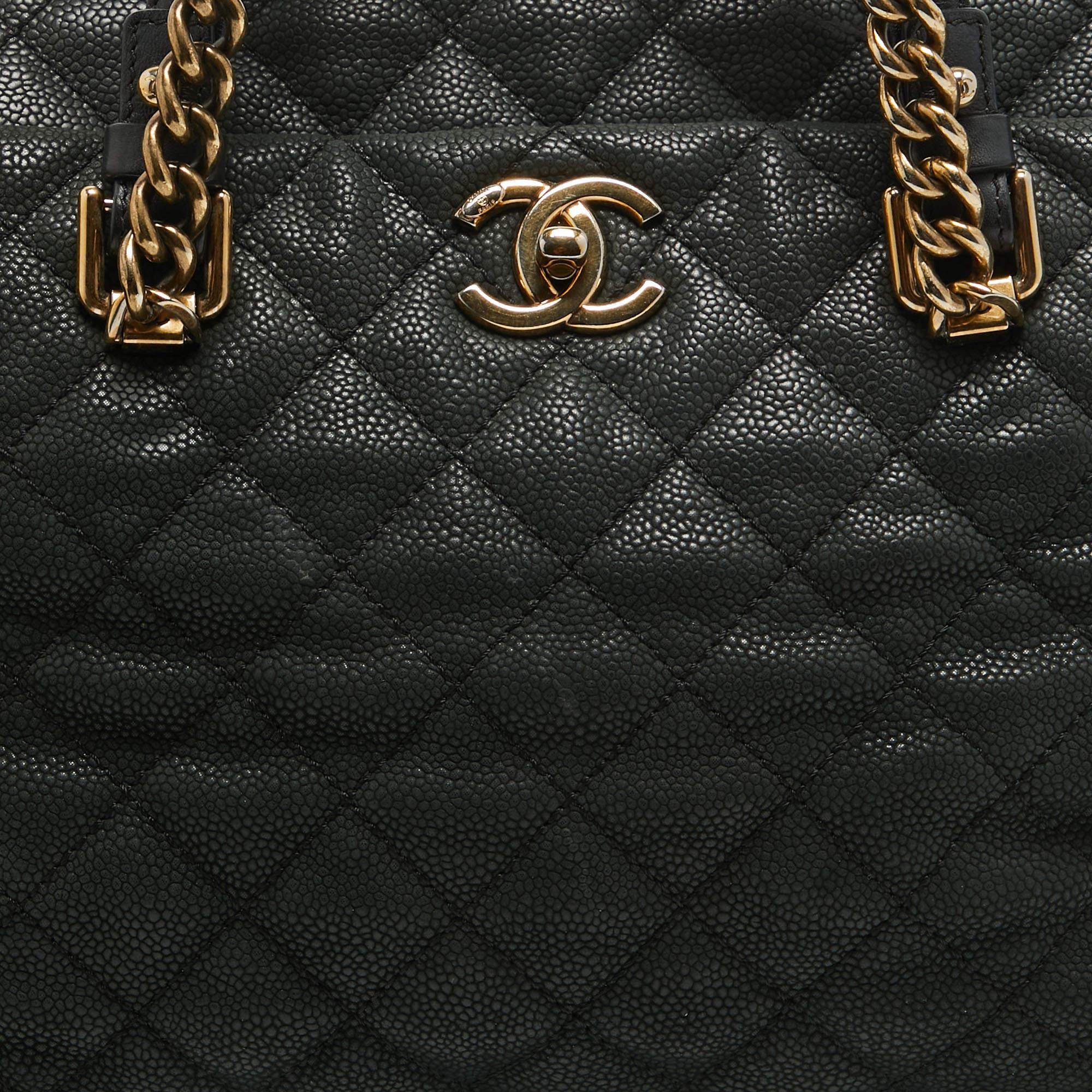 Chanel Black Caviar Leather Chic Quilt Tote 1