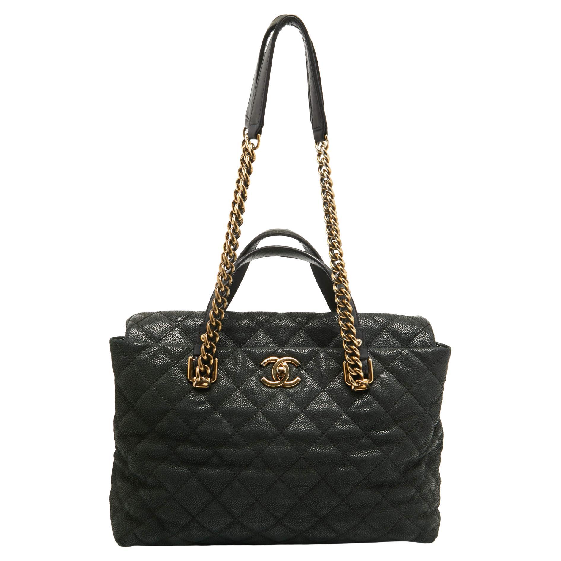 Chanel Black Caviar Leather Chic Quilt Tote