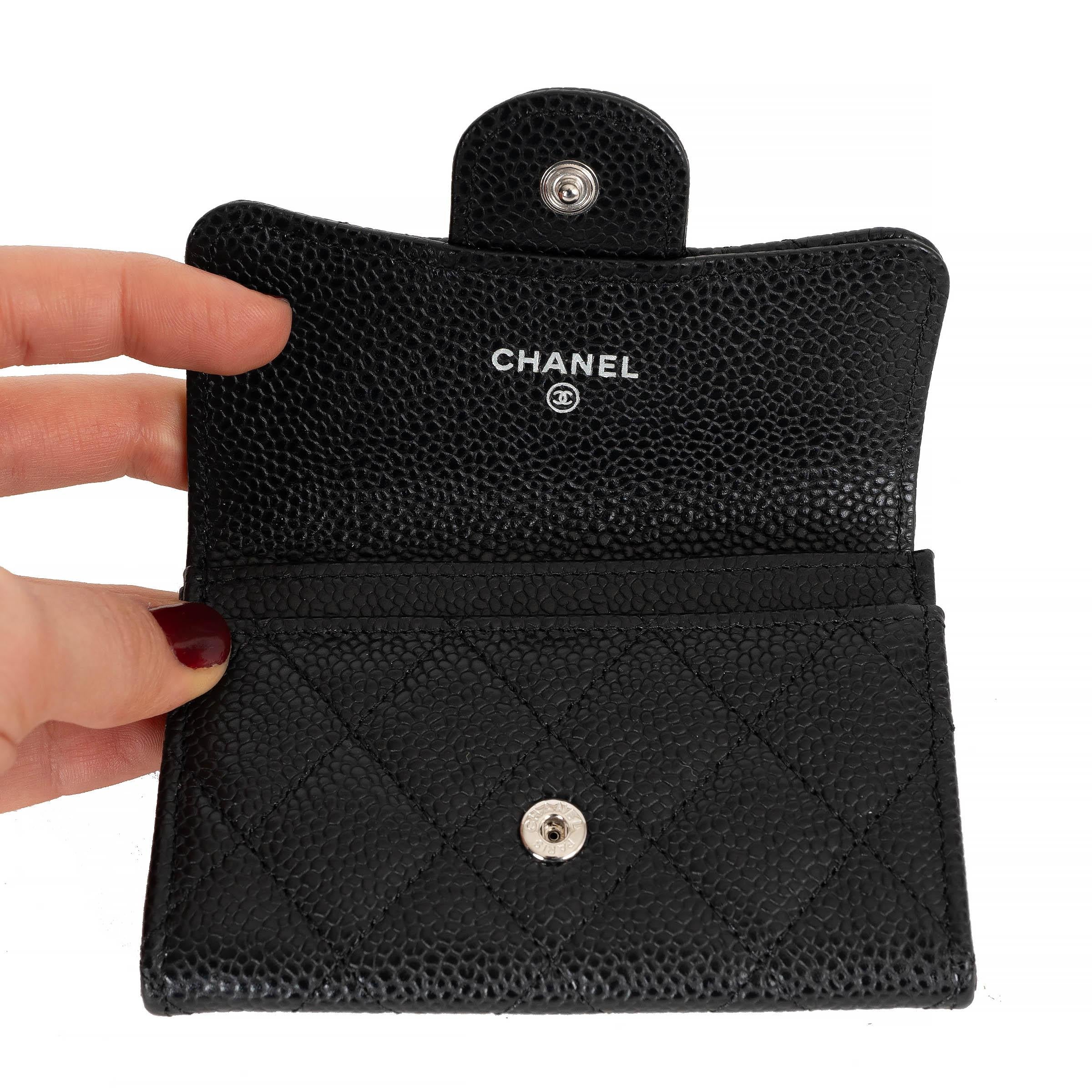 Women's CHANEL black Caviar leather CLASSIC Credit Card Wallet