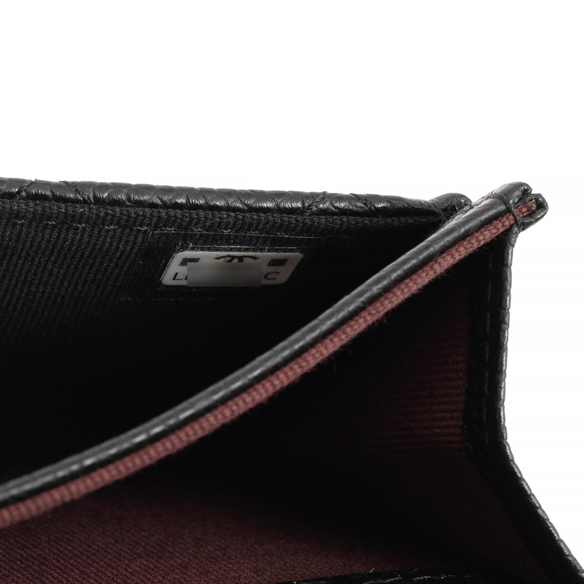 CHANEL black Caviar leather CLASSIC Credit Card Wallet 2