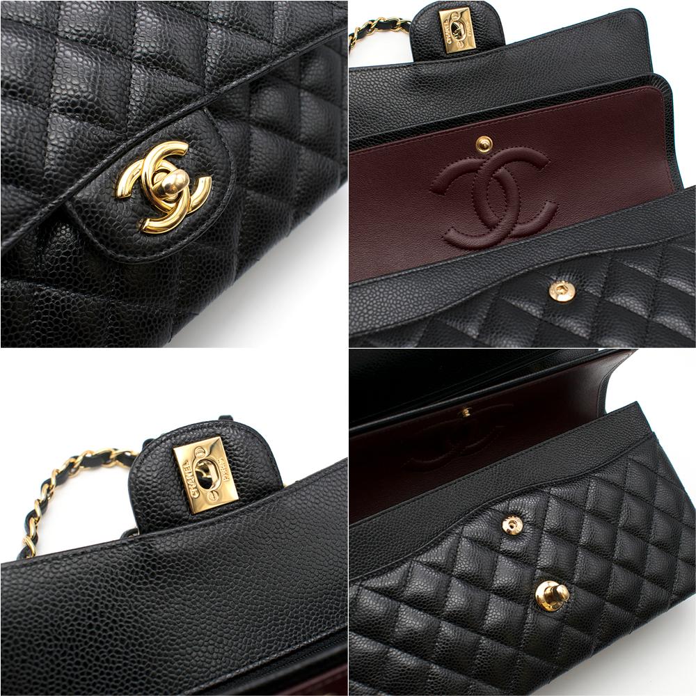 Women's Chanel Black Caviar Leather Classic Double Flap Bag 25.5cm
