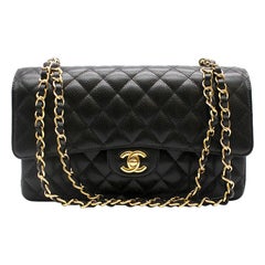 Chanel Black Caviar Leather Classic Double Flap Bag 25.5cm
