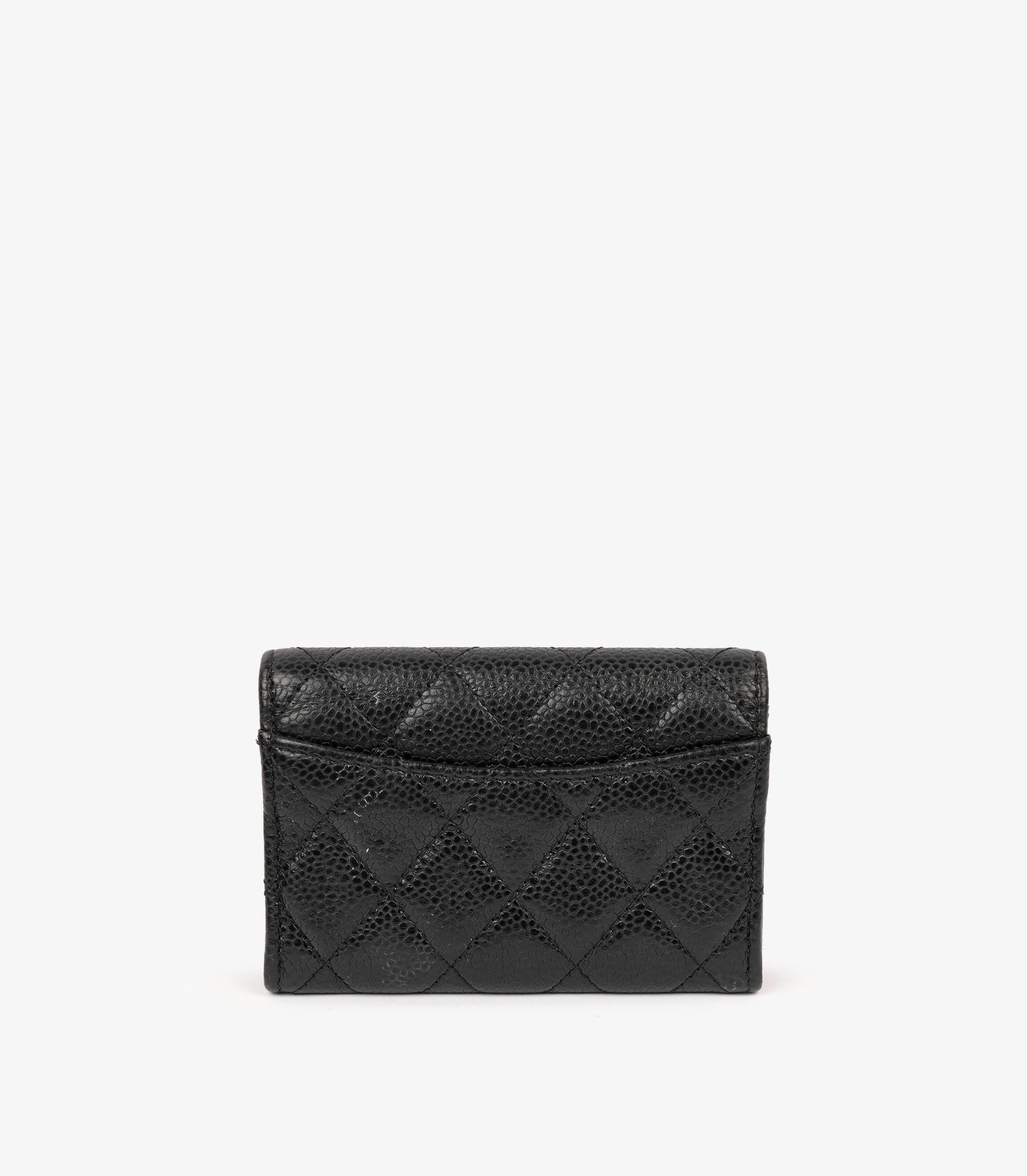 Chanel Black Caviar Leather Classic Flap Wallet In Excellent Condition In Bishop's Stortford, Hertfordshire