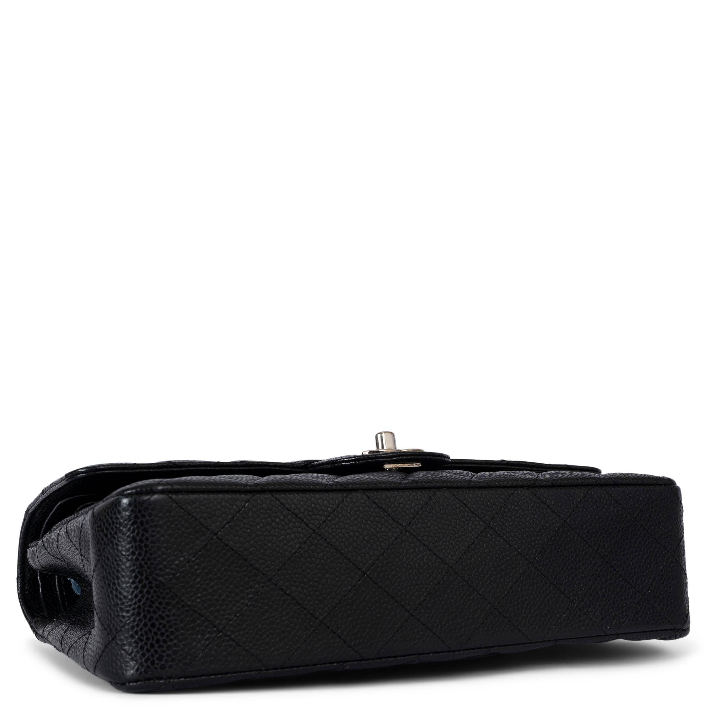 Women's CHANEL black Caviar leather CLASSIC MEDIUM 11.12 DOUBLE FLAP Bag