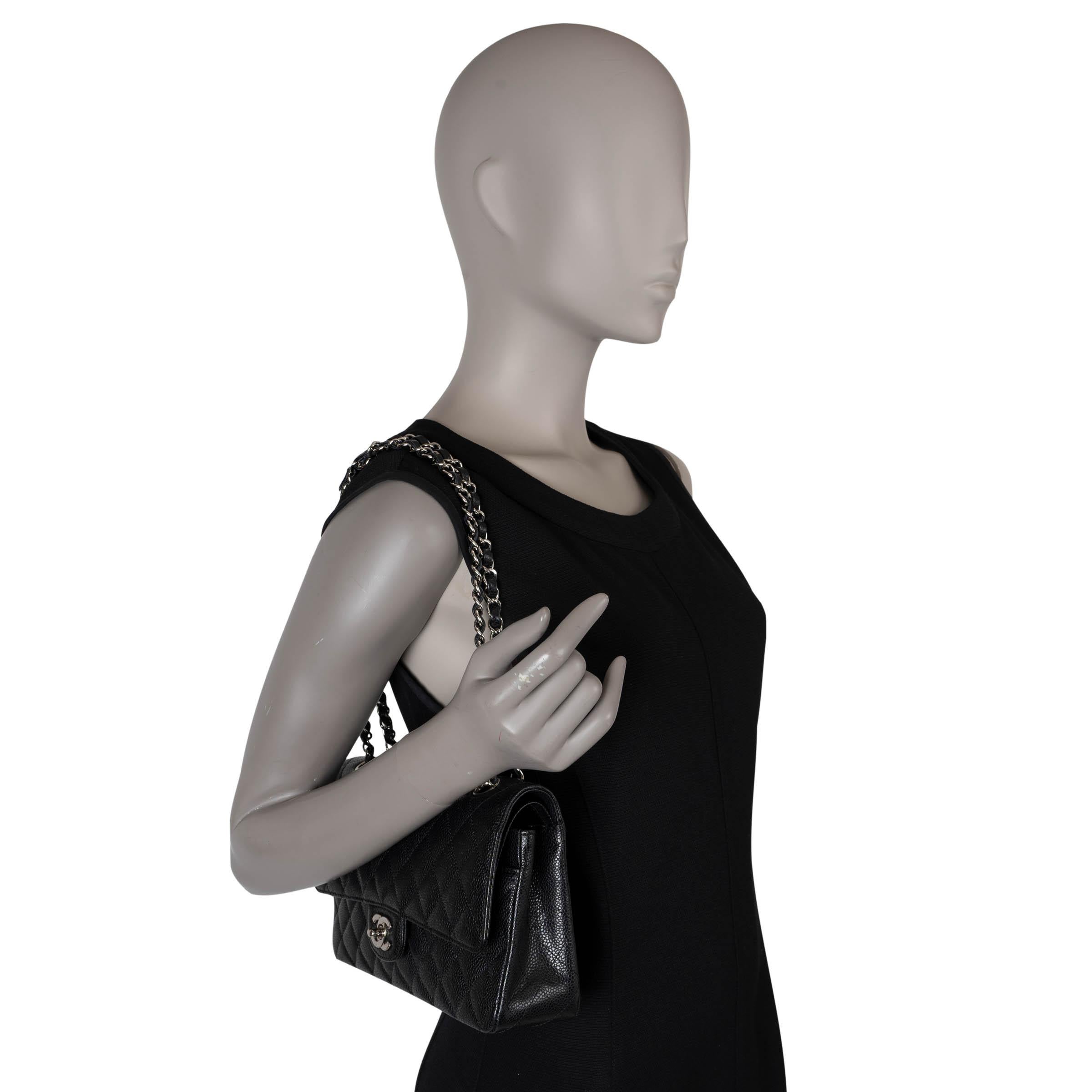 CHANEL black Caviar leather CLASSIC MEDIUM 11.12 DOUBLE FLAP Bag 5