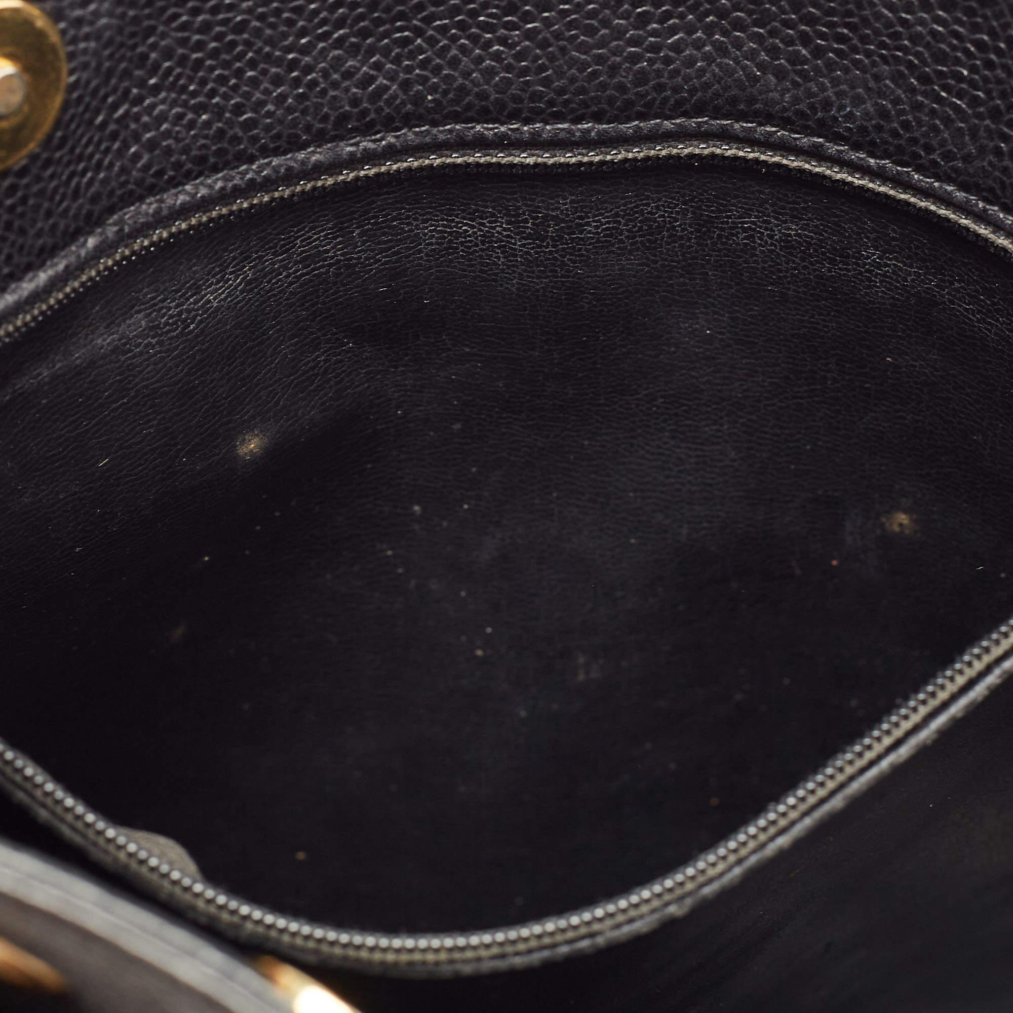 Chanel Black Caviar Leather Classic Pocket Shoulder Bag For Sale 11