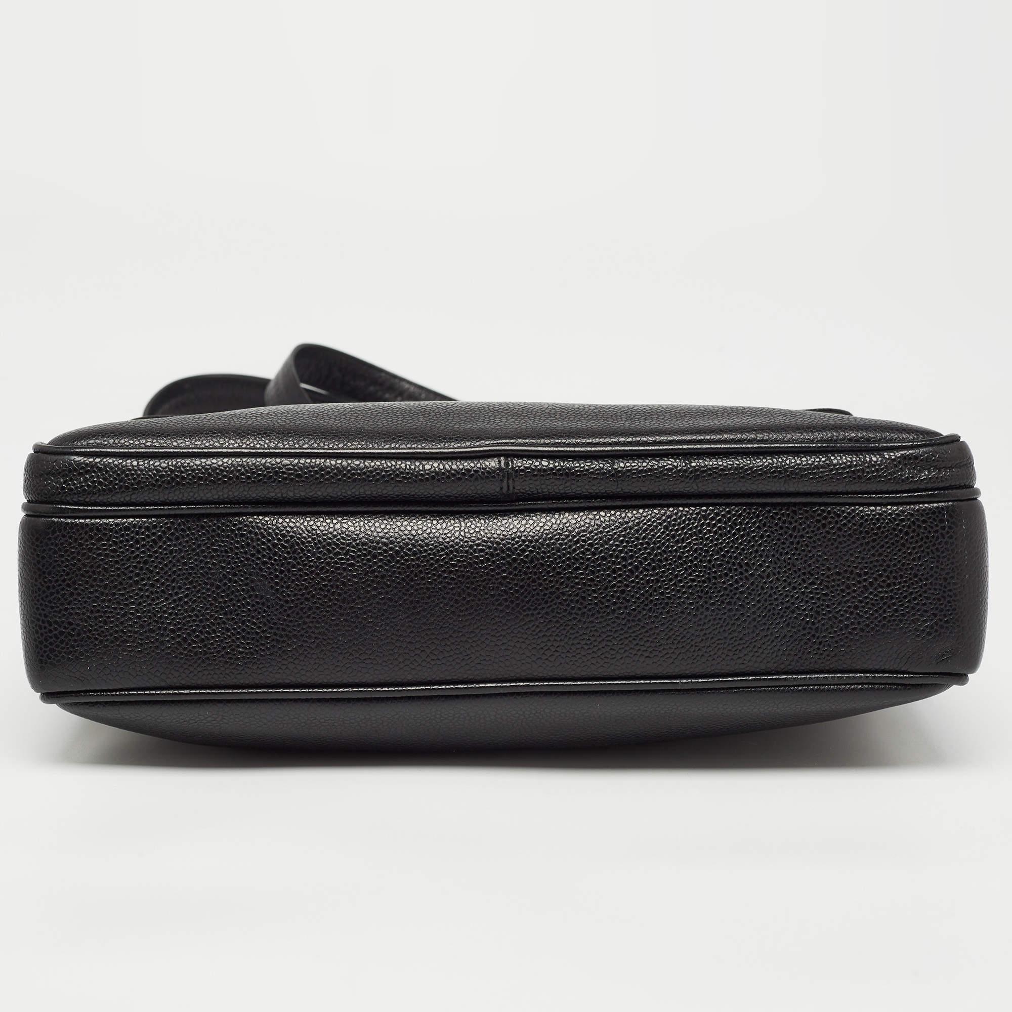 Chanel Black Caviar Leather Classic Pocket Shoulder Bag For Sale 1