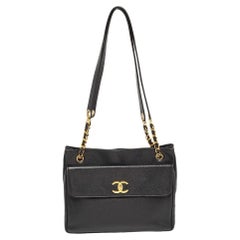 Chanel Black Caviar Leather Classic Pocket Shoulder Bag