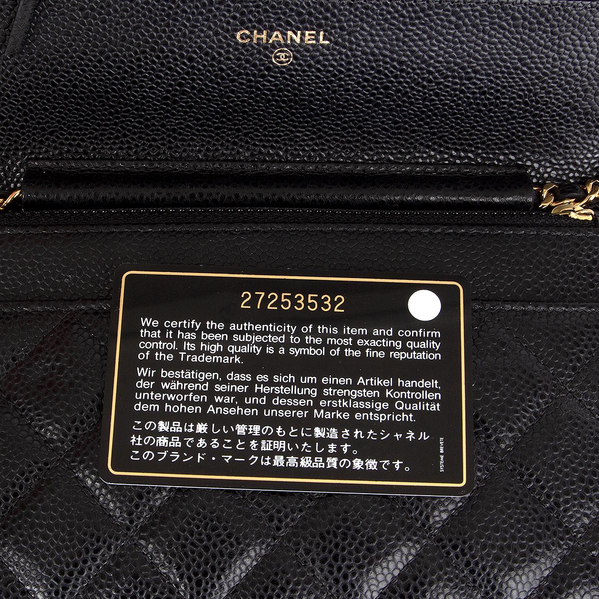 Women's CHANEL black Caviar leather CLASSIC WALLET ON CHAIN Bag WOC
