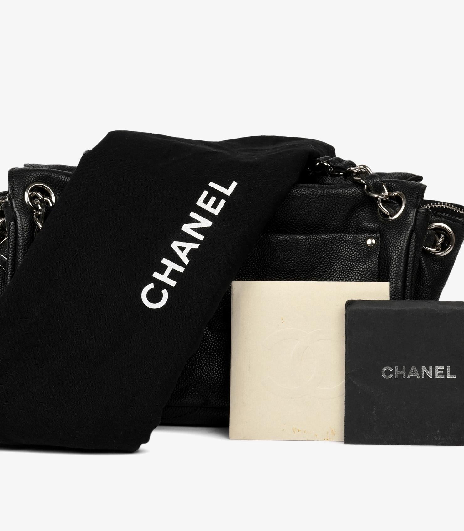 Chanel Black Caviar Leather Diagonal CC Ligne Accordion Bag 7