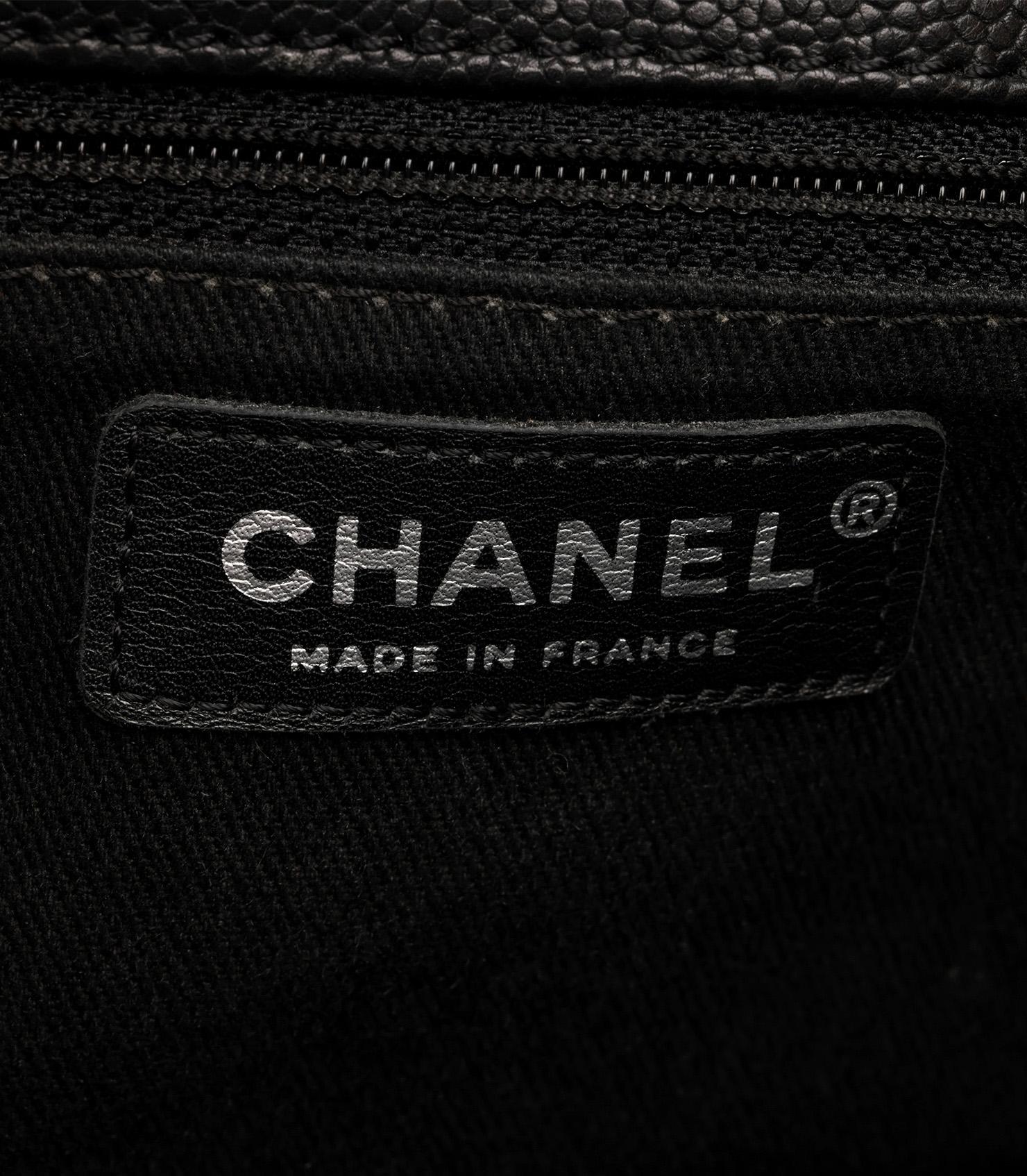 Chanel Black Caviar Leather Diagonal CC Ligne Accordion Bag 4