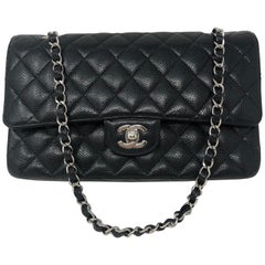 Chanel Black Caviar Leather Double Flap Medium