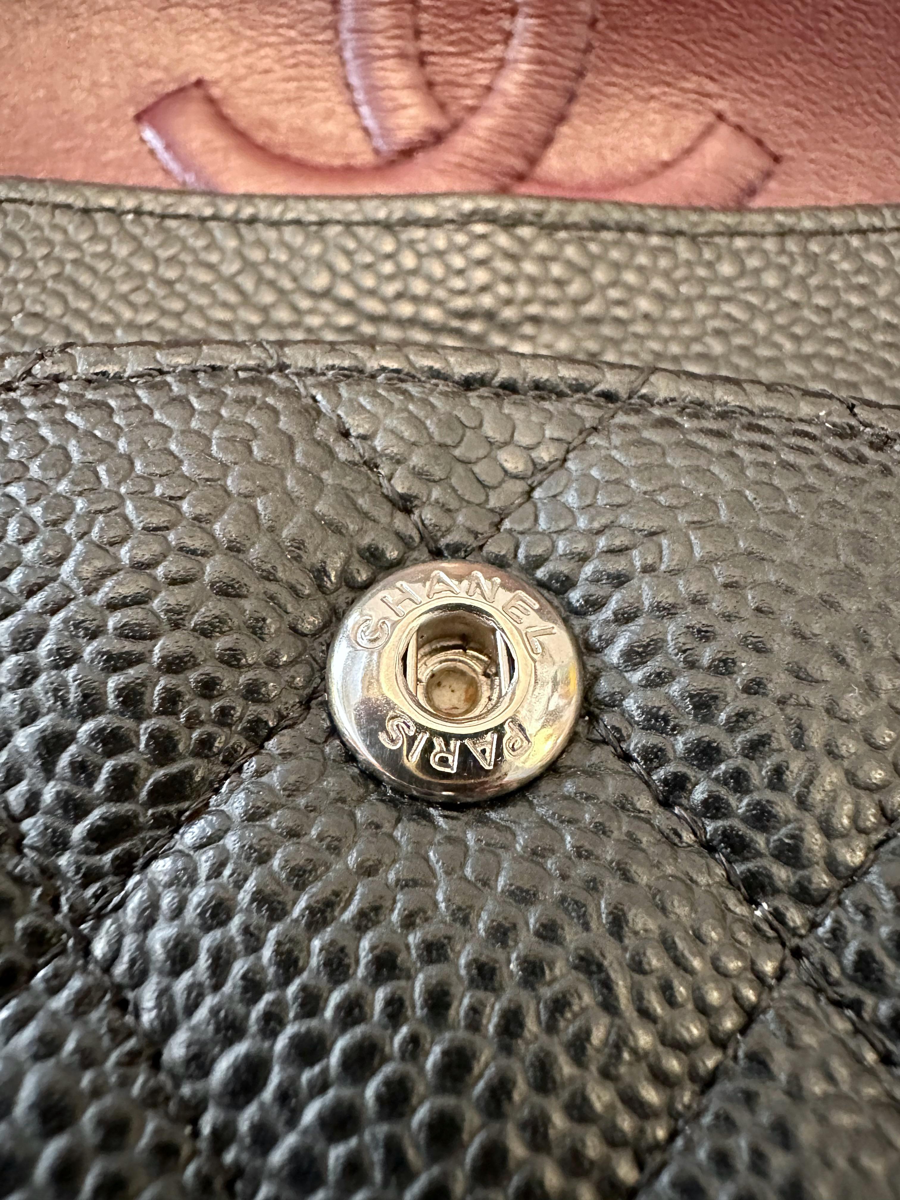 Chanel Black Caviar Leather Double Flap Medium Timeless Classic Bag 6