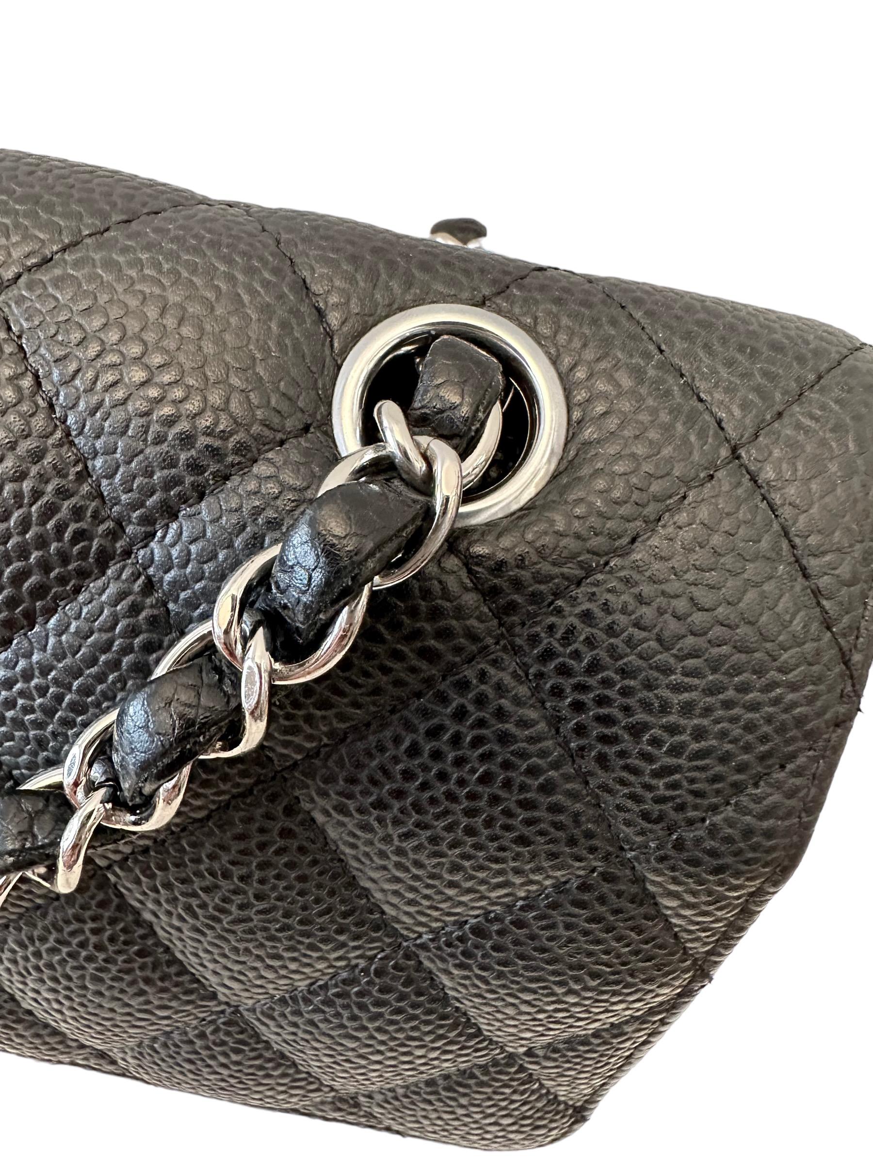Women's or Men's Chanel Black Caviar Leather Double Flap Medium Timeless Classic Bag
