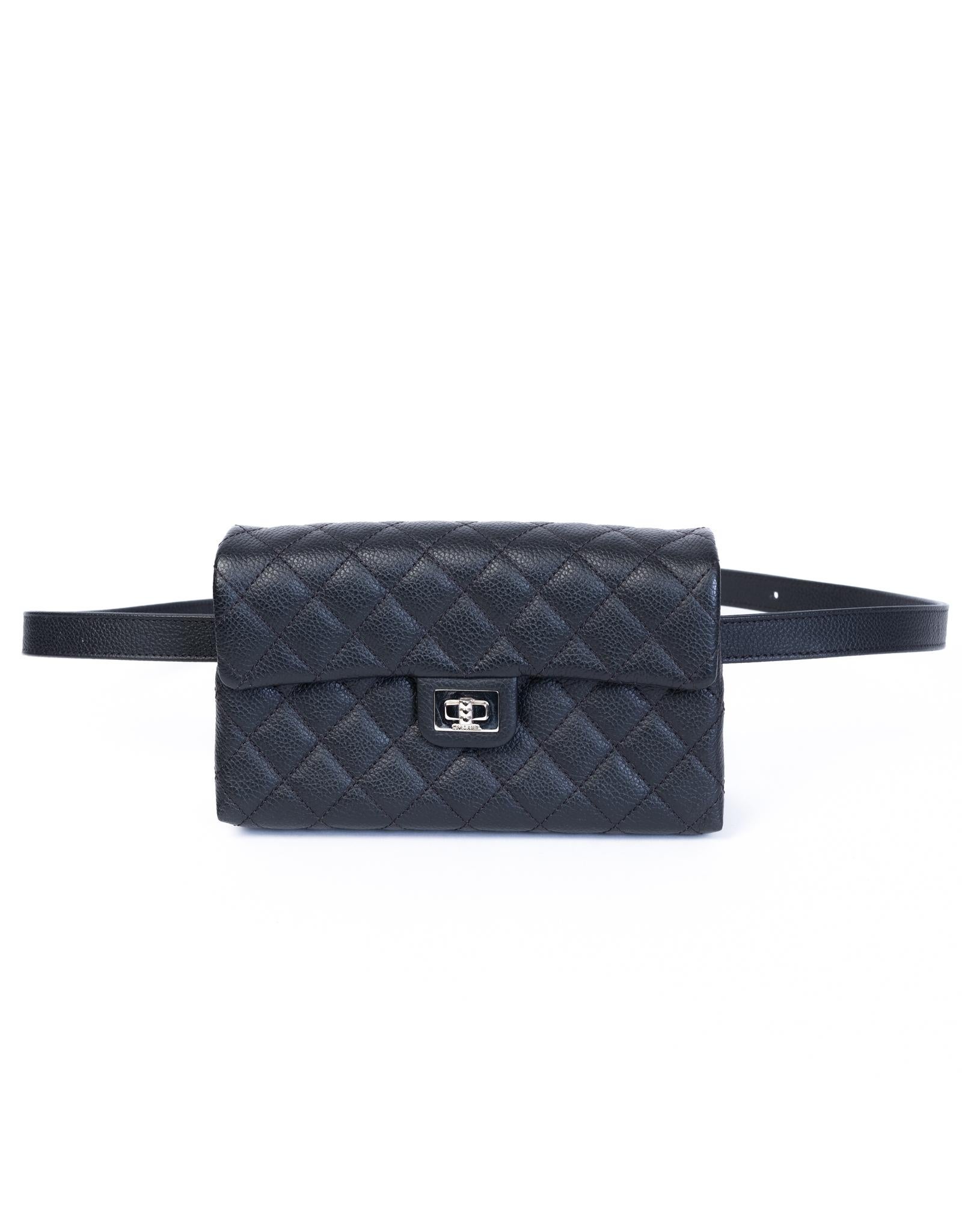 Chanel Black Caviar Leather Employee Reissue Fanny Pack Belt Bag 1