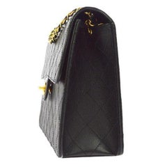 CHANEL Black Caviar Leather Gold Classic Jumbo Evening Shoulder Flap Bag