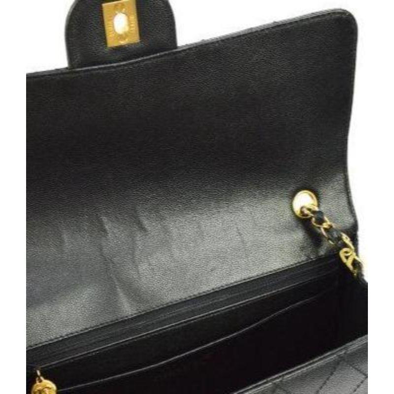 CHANEL Black Caviar Leather Gold Classic Jumbo Evening Shoulder Flap Bag For Sale 2