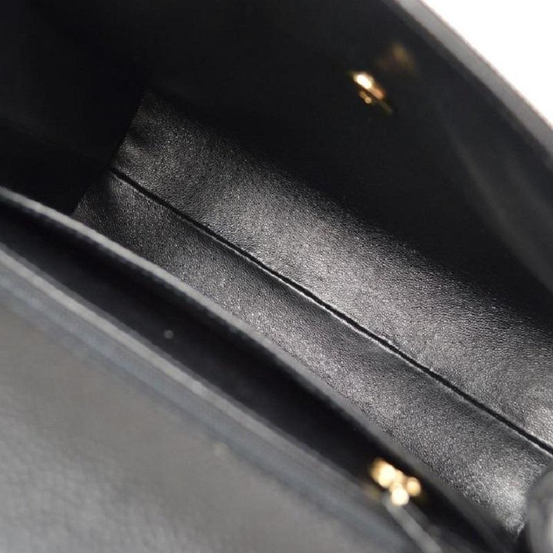 CHANEL Black Caviar Leather Gold Hardware Kelly Top Handle Satchel Flap Bag In Good Condition In Chicago, IL