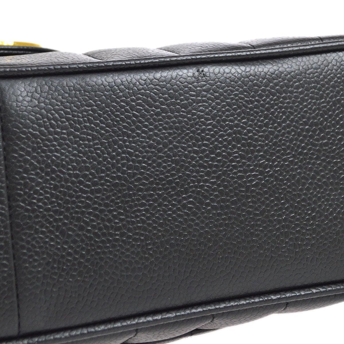 CHANEL Black Caviar Leather Gold Hardware Large Jumbo Shoulder Flap Bag For Sale 1