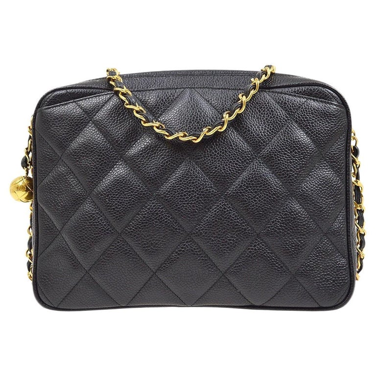 CHANEL Black Caviar Leather Gold Hardware Small Party Shoulder