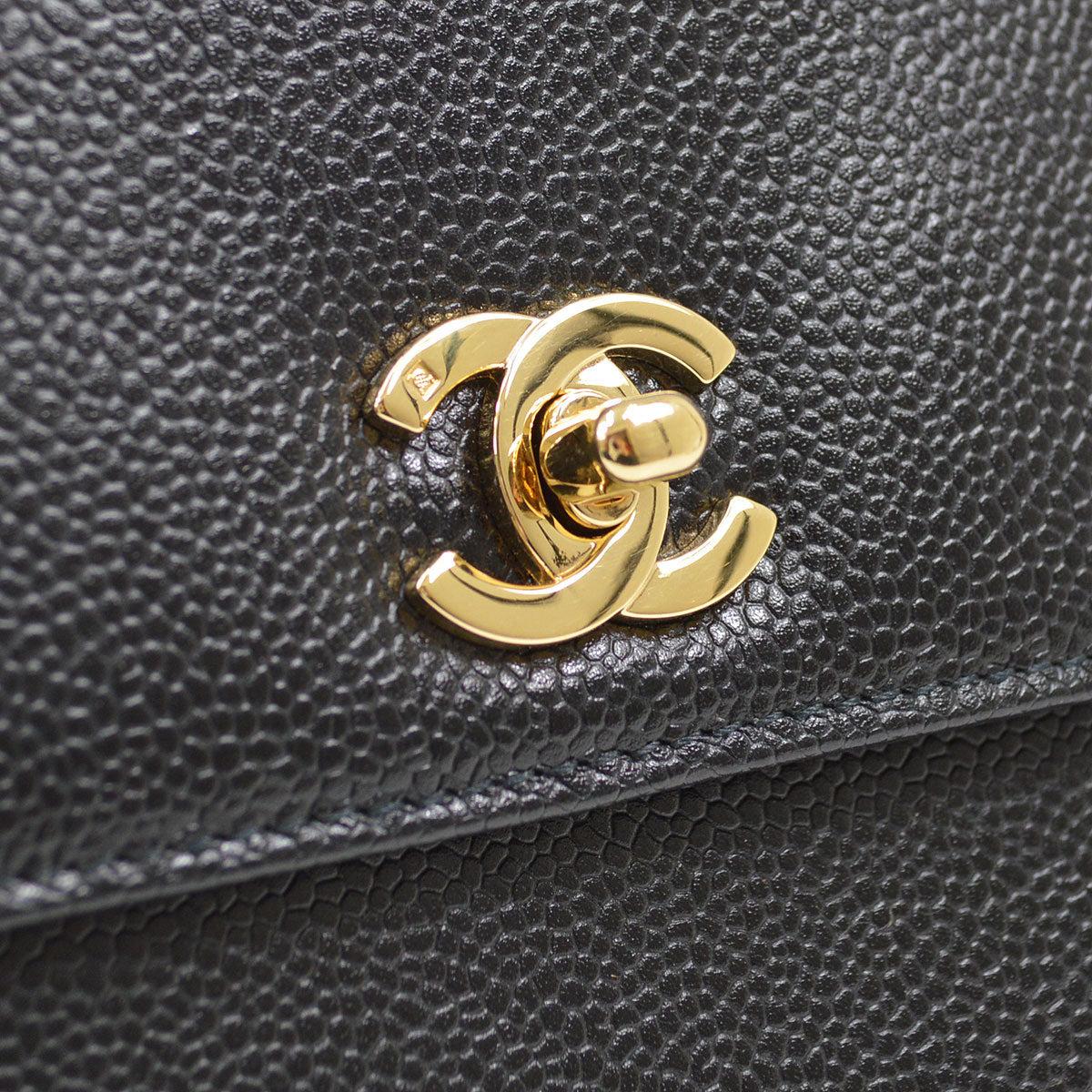CHANEL Black Caviar Leather Gold Kelly Top Handle Kelly Bag Small In Good Condition In Chicago, IL