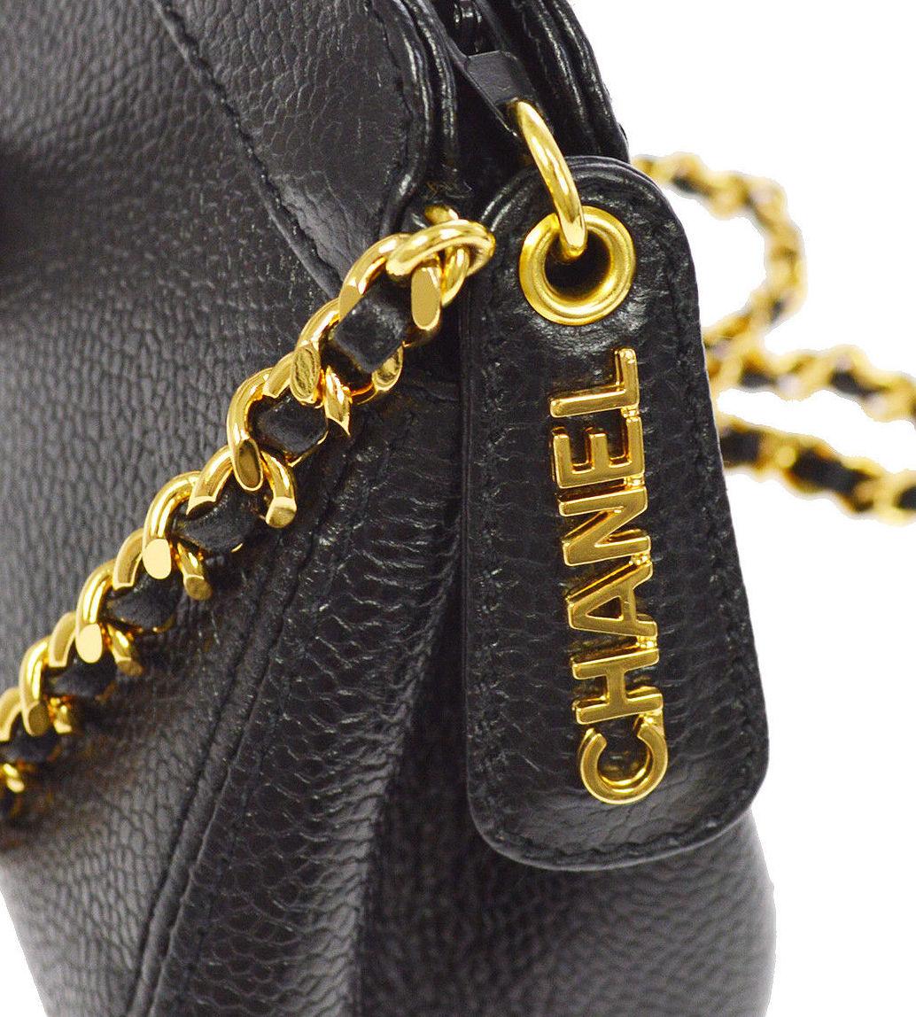 Chanel Black Caviar Leather Gold Logo Evening Small Mini Shoulder Bag

Caviar leather 
Gold tone hardware
Woven lining 
Date code present
Made in Italy
Shoulder strap 23