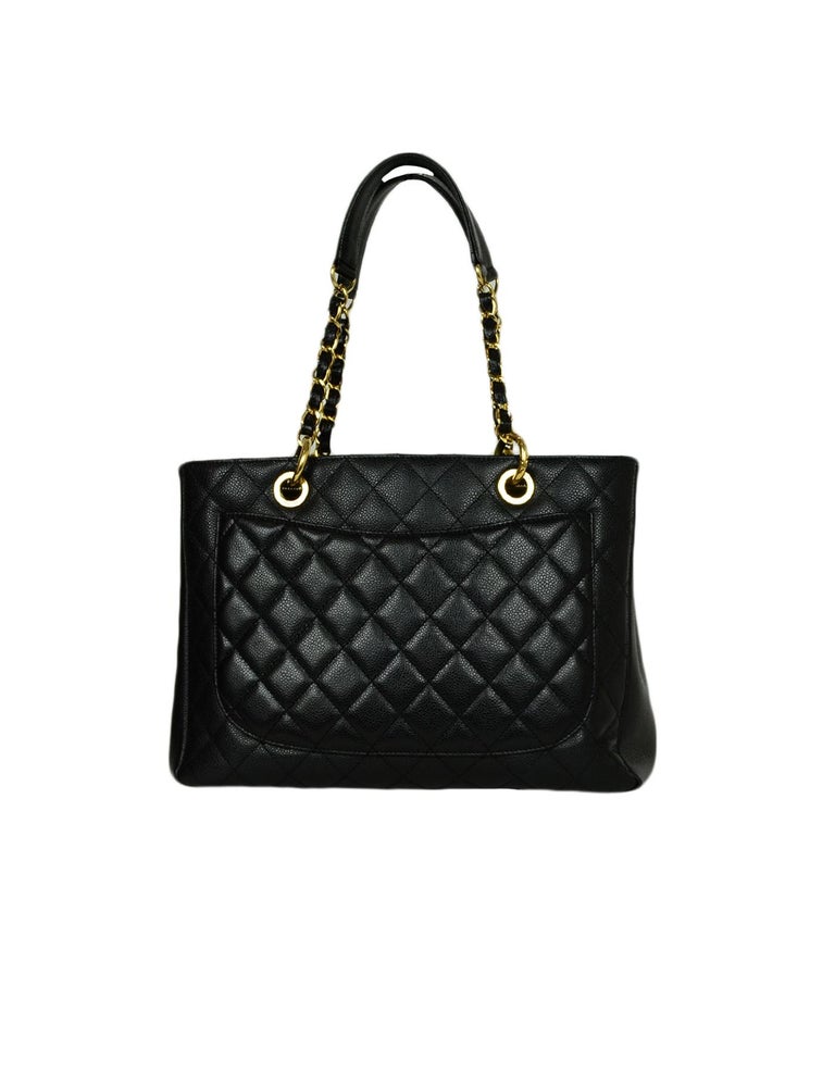 Chanel Black Caviar Leather/Goldtone Grand Shopper Tote GST Bag at 1stDibs