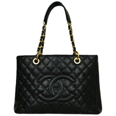 Chanel Black Caviar Leather/Goldtone Grand Shopper Tote GST Bag
