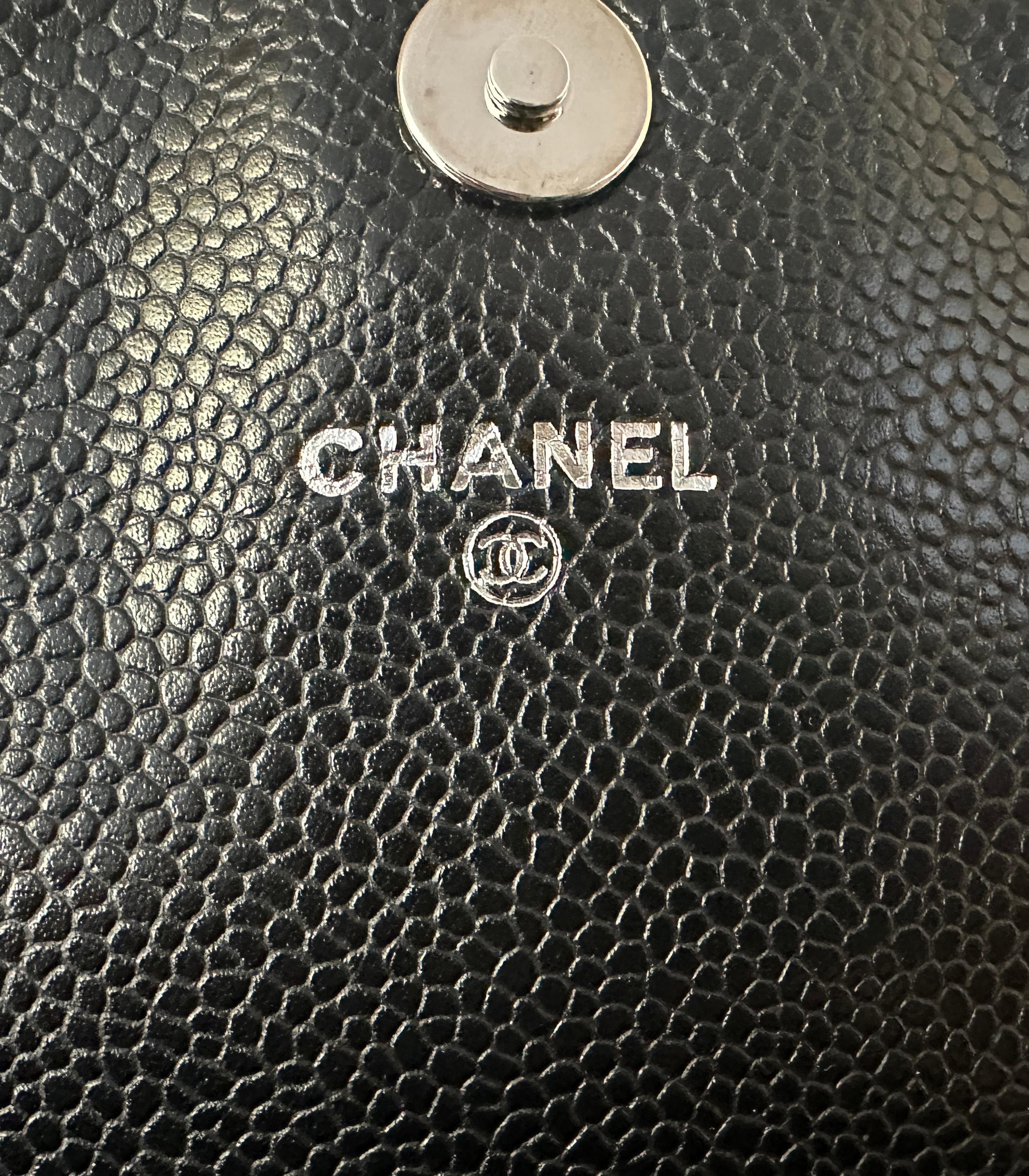 Chanel Black Caviar Leather Half Moon Wallet On Chain WOC Crossbody Bag For Sale 1