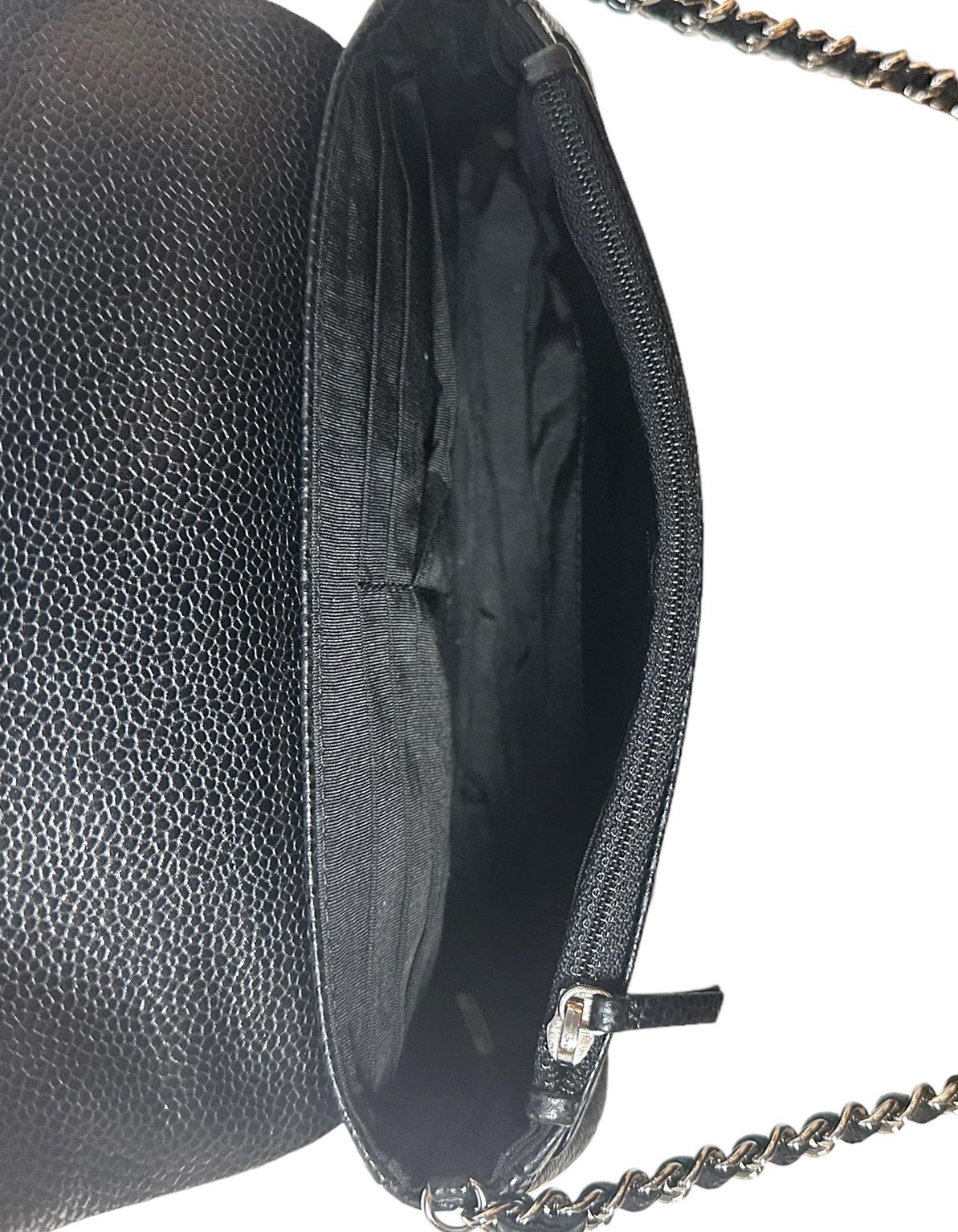 Chanel Black Caviar Leather Half Moon Wallet On Chain WOC Crossbody Bag For Sale 2