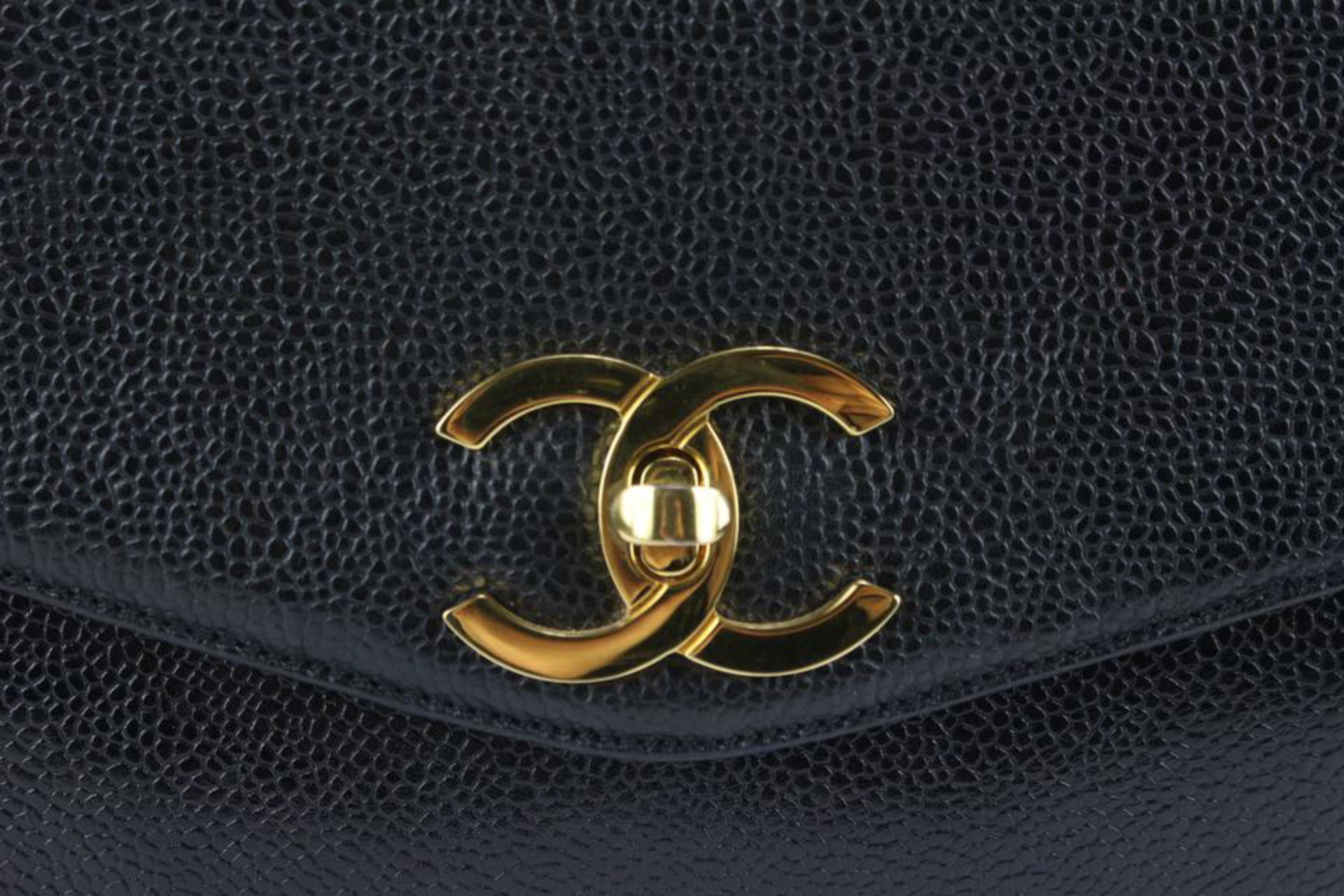 Chanel Black Caviar Leather Jumbo Chain Flap Pocket Tote 114c53 7