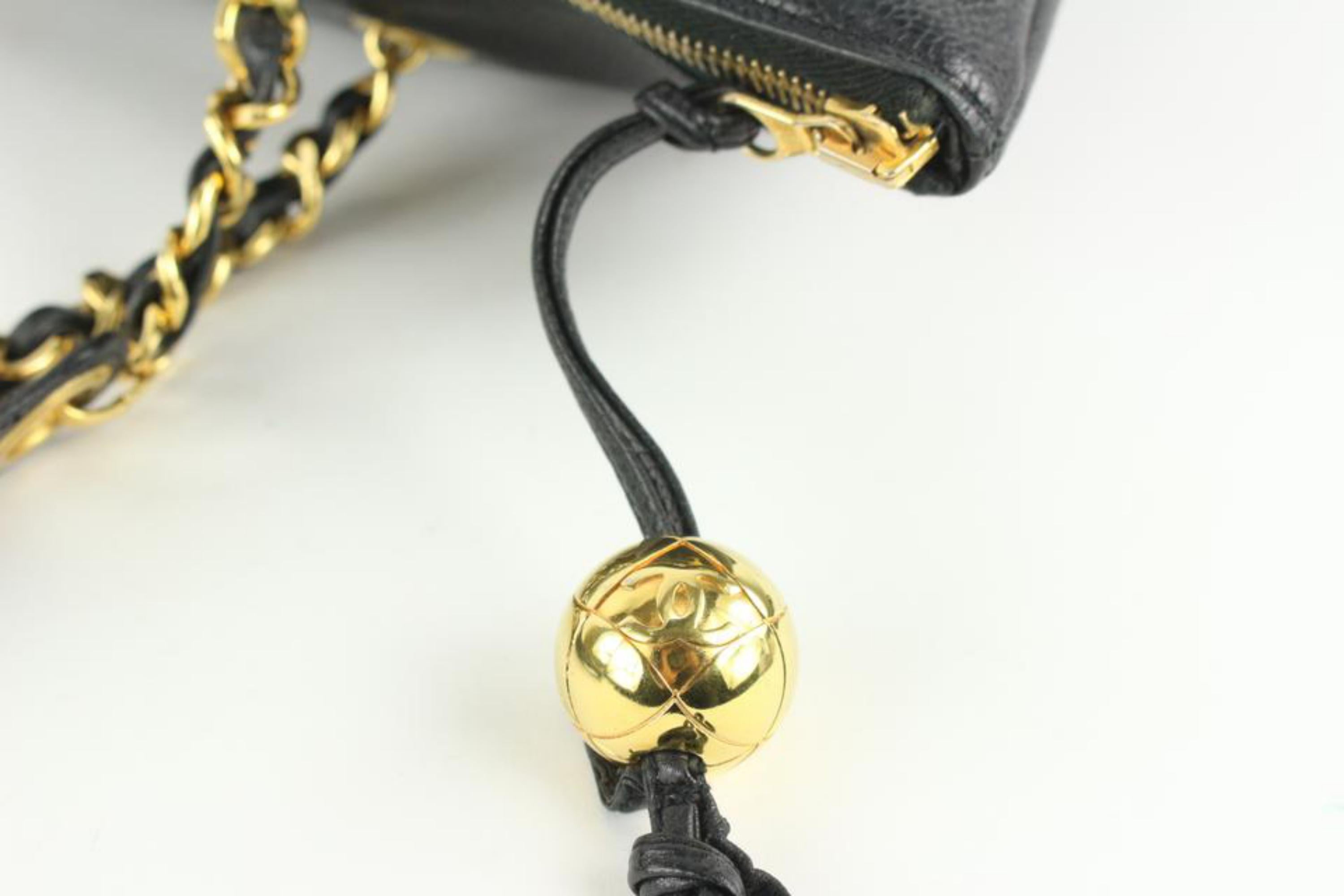 Women's Chanel Black Caviar Leather Jumbo Chain Flap Pocket Tote 114c53