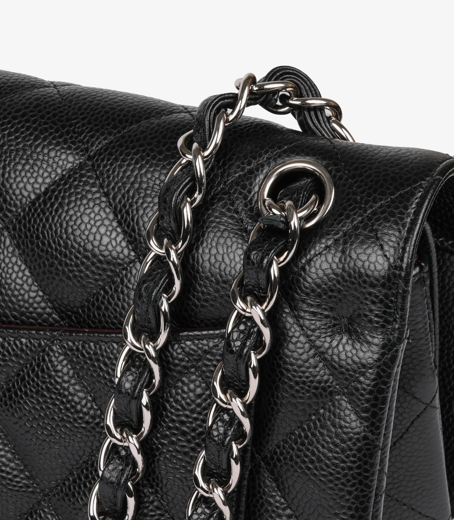 Chanel Schwarz Kaviar Leder Jumbo Classic Double Flap Tasche im Angebot 6