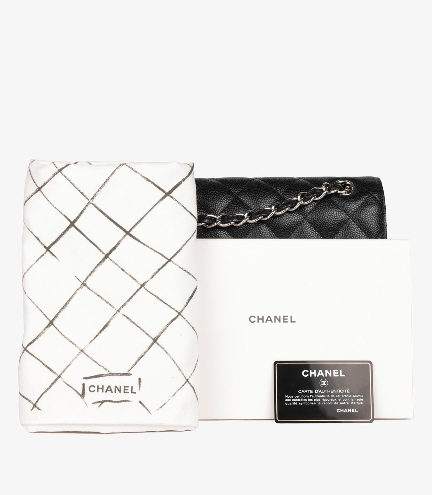 Chanel Black Caviar Leather Jumbo Classic Double Flap Bag For Sale 11
