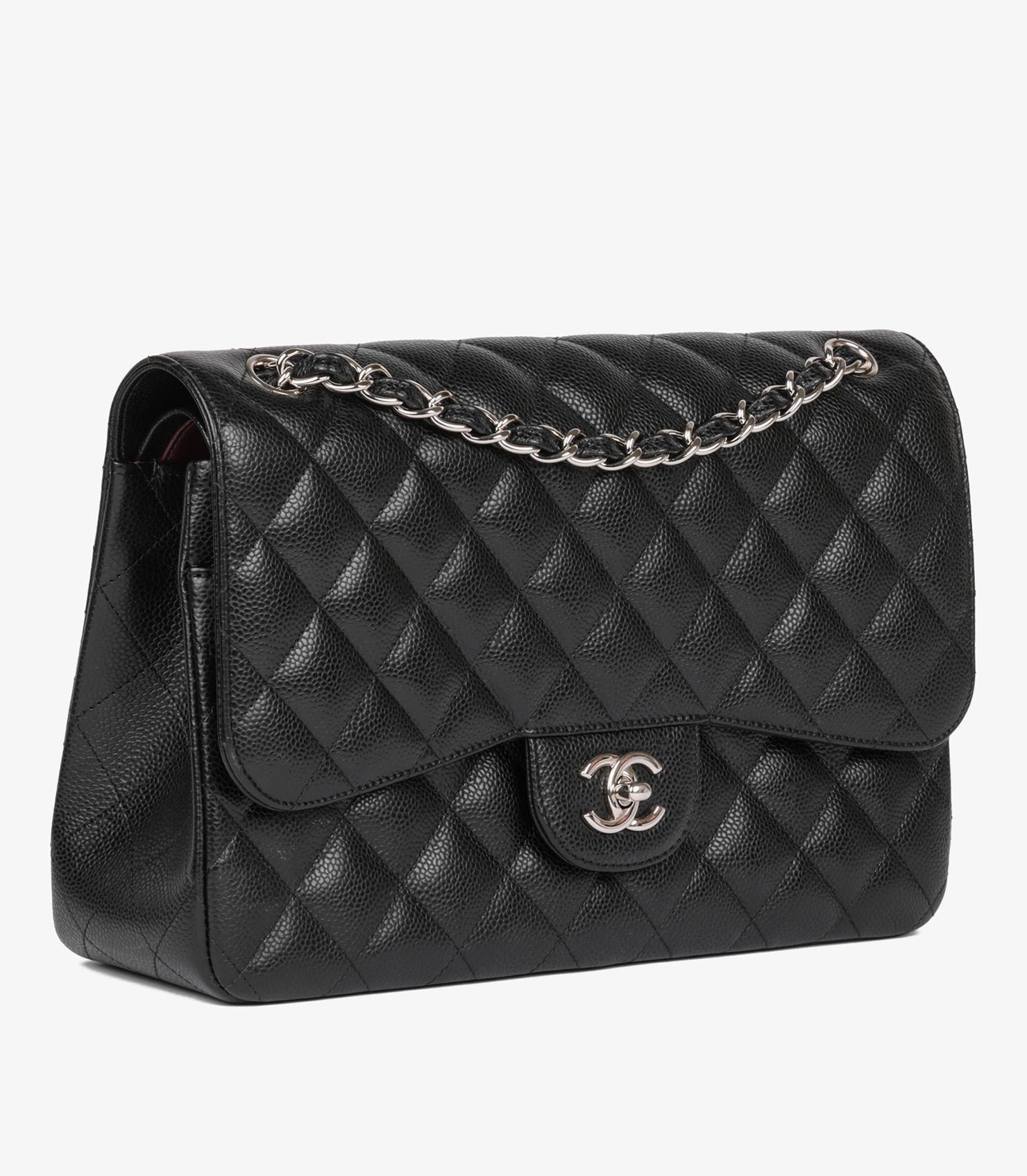 Women's Chanel Black Caviar Leather Jumbo Classic Double Flap Bag