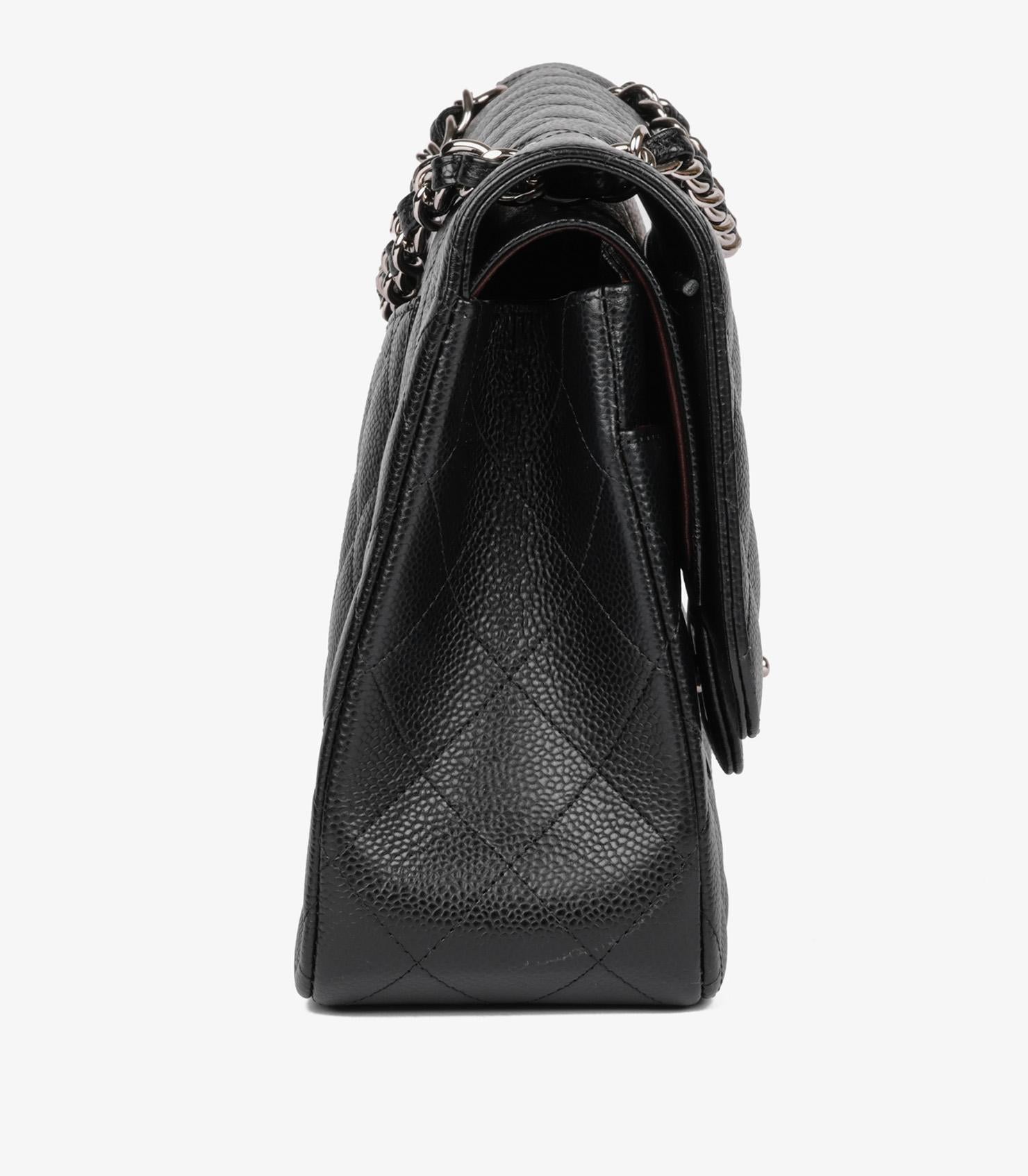 Chanel Schwarz Kaviar Leder Jumbo Classic Double Flap Tasche im Angebot 1