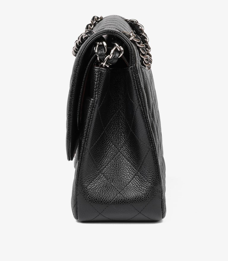 Chanel Black Caviar Leather Jumbo Classic Double Flap Bag For Sale at  1stDibs