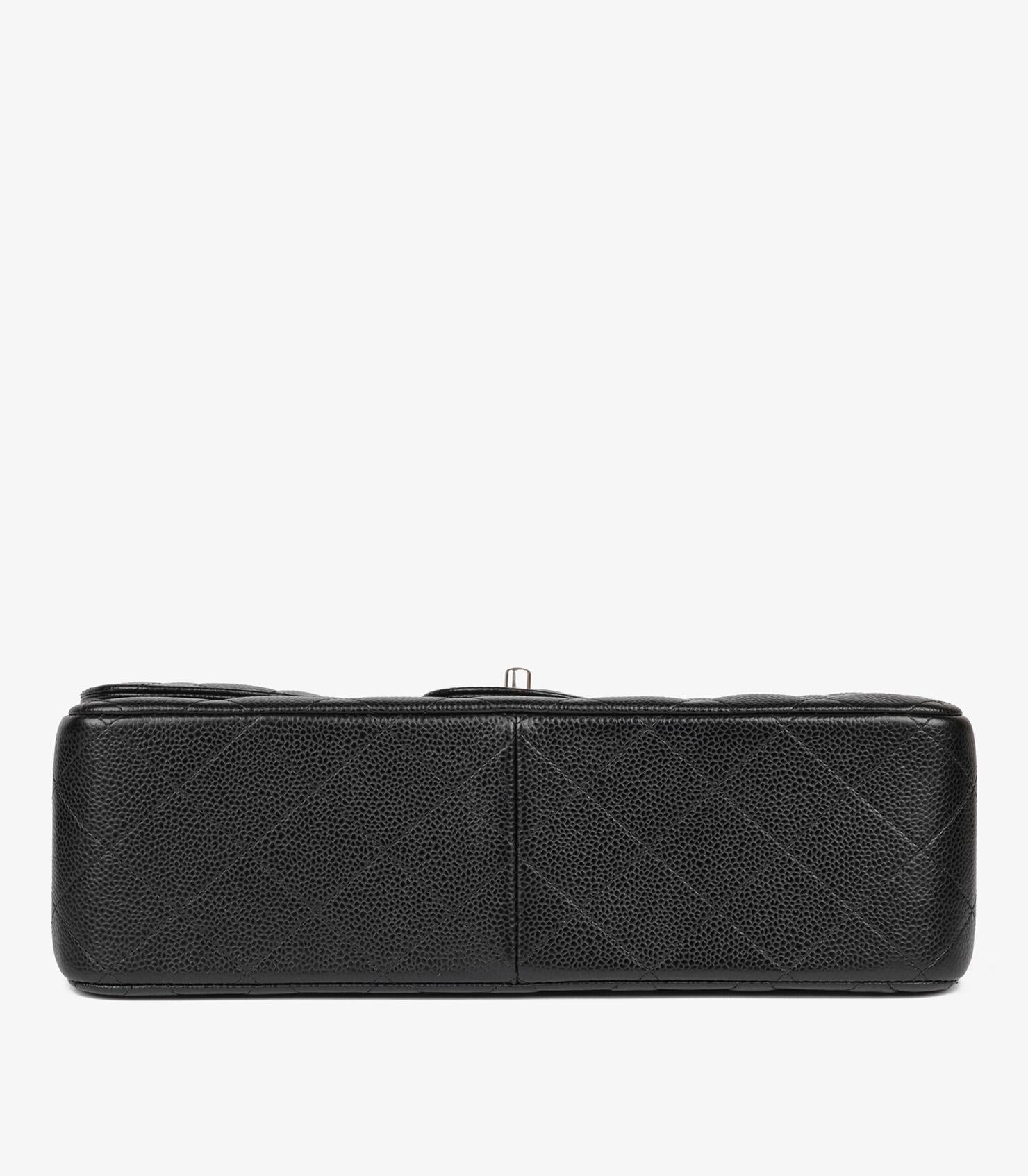 Chanel Black Caviar Leather Jumbo Classic Double Flap Bag For Sale 4