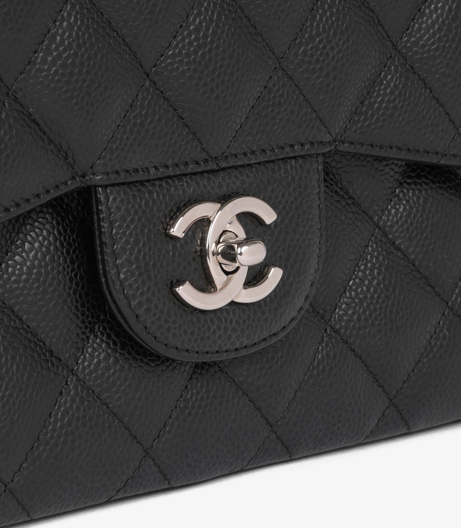 Chanel Schwarz Kaviar Leder Jumbo Classic Double Flap Tasche im Angebot 5