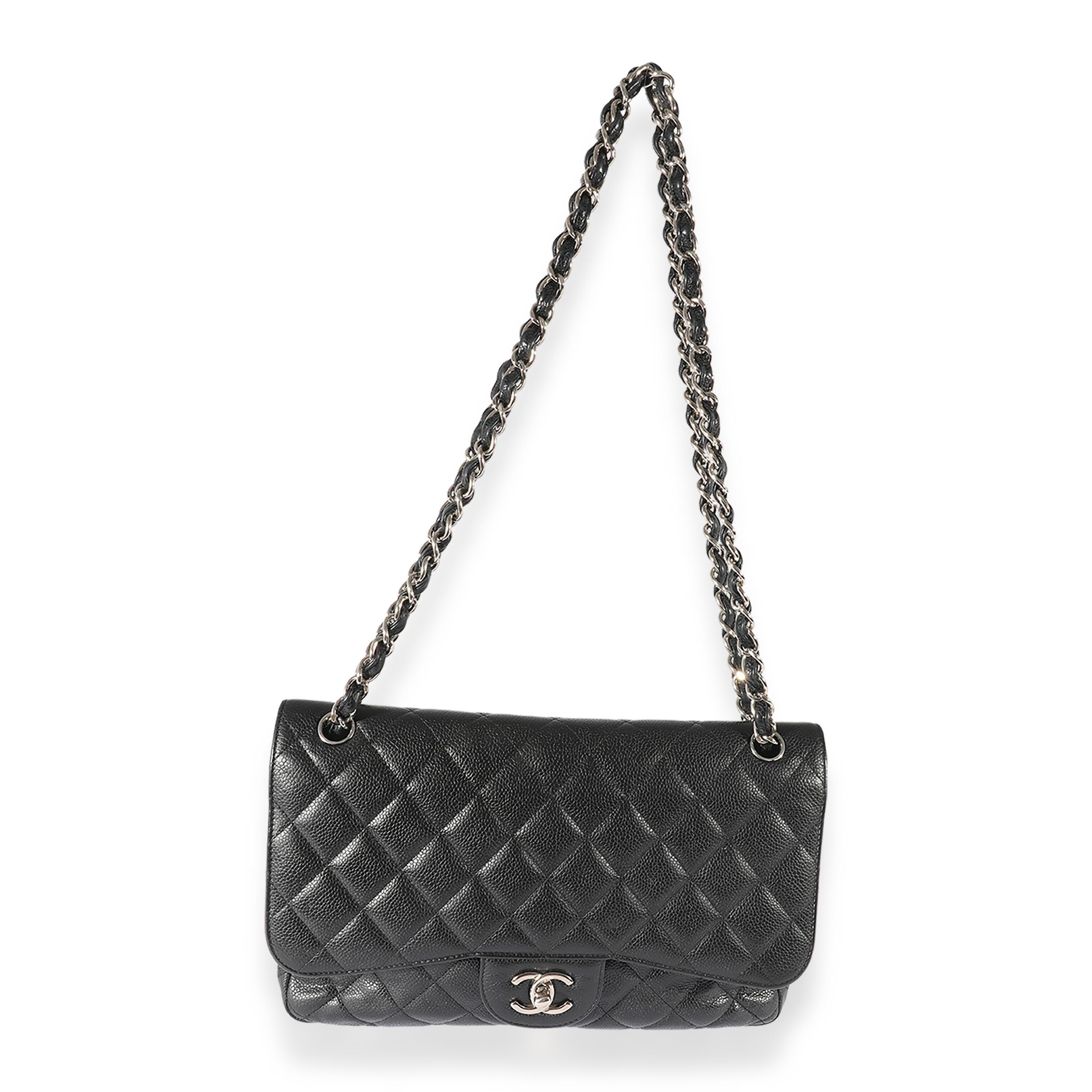 Listing Title: Chanel Black Caviar Leather Jumbo Double Flap Bag
SKU: 125800
Condition: Pre-owned 
Handbag Condition: Fair
Condition Comments: Fair Condition. Corners and interior have been repainted. Scratching to hardware. Press marks throughout